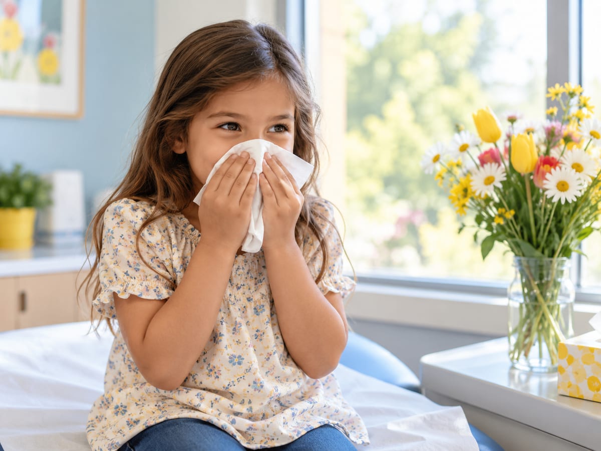 A girl with a tissue in allergy season